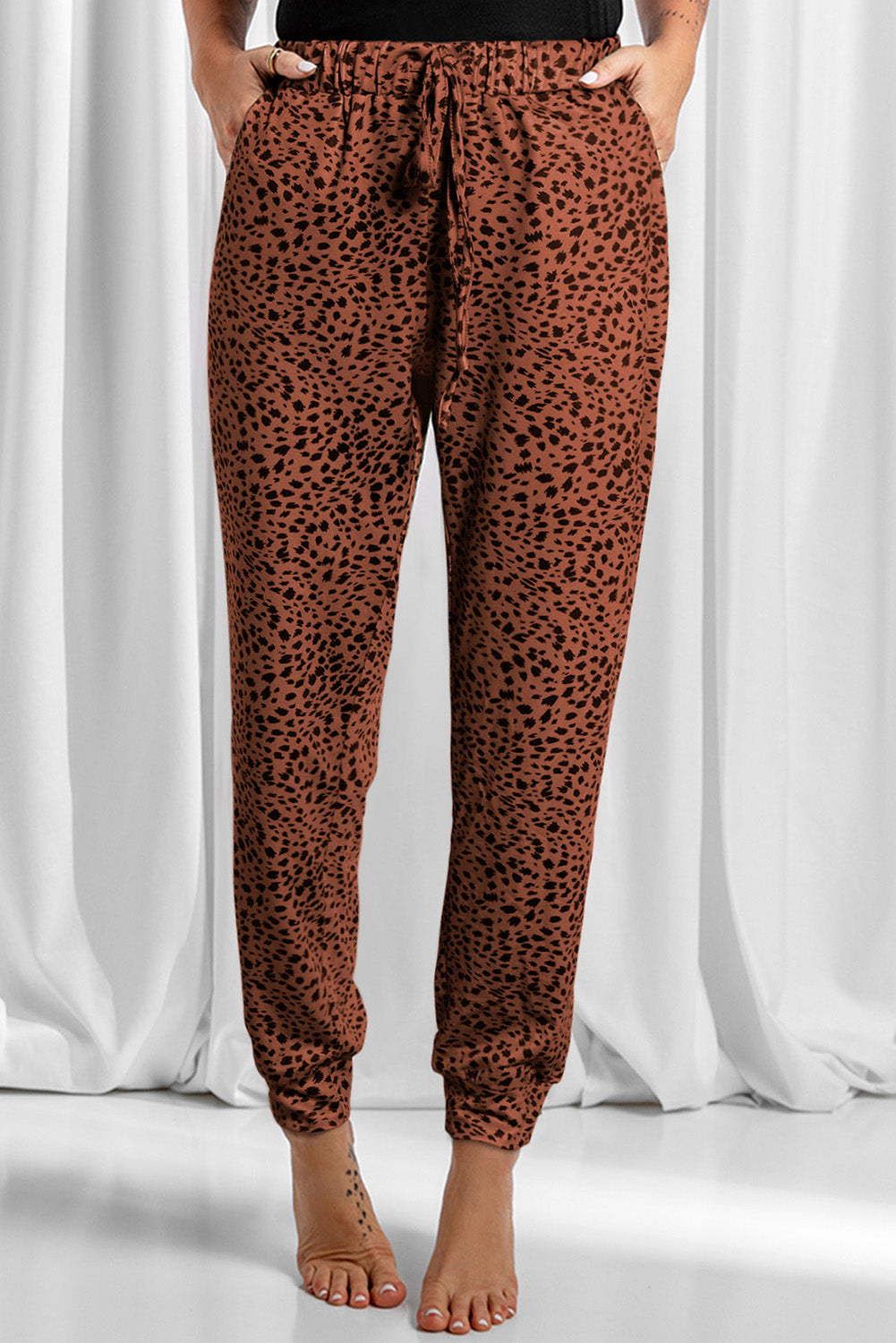 Leopard Lounge Drawstring Pocketed Pants in 4 Colors!