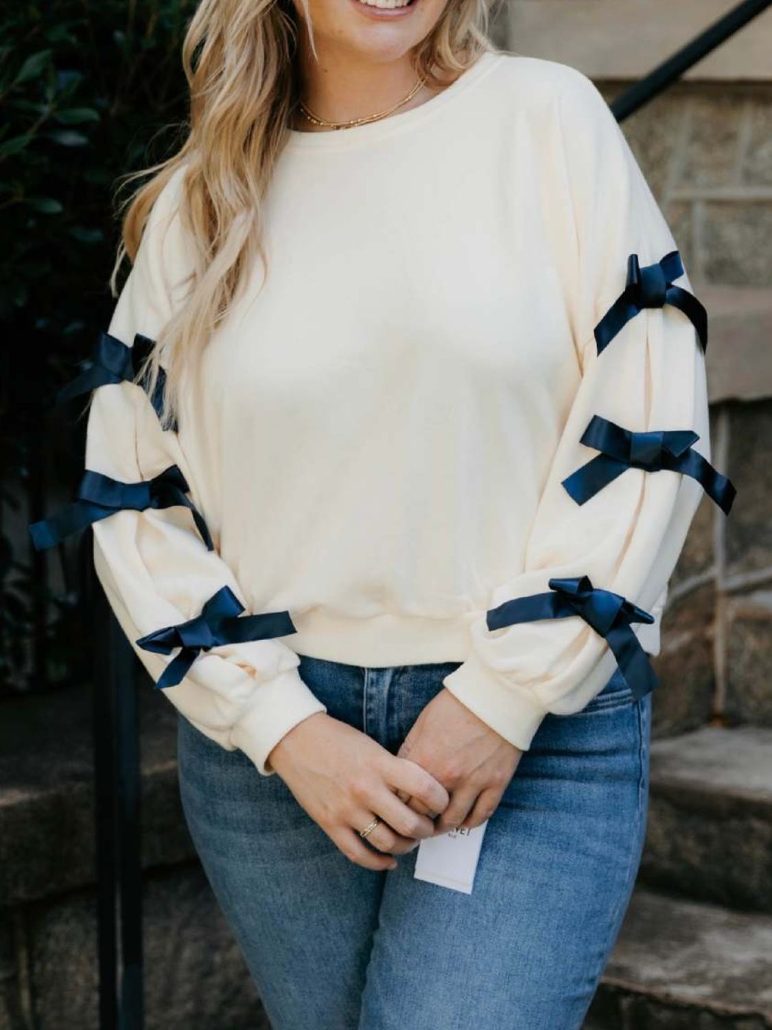 Bow Sleeve Sweatshirt in 2 Colors!