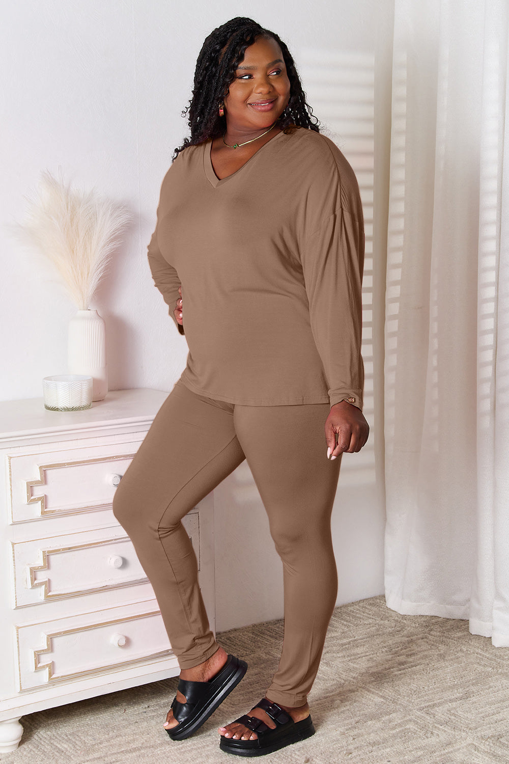 Teagen V-Neck Top & Pants Lounge Set in 5 Colors!