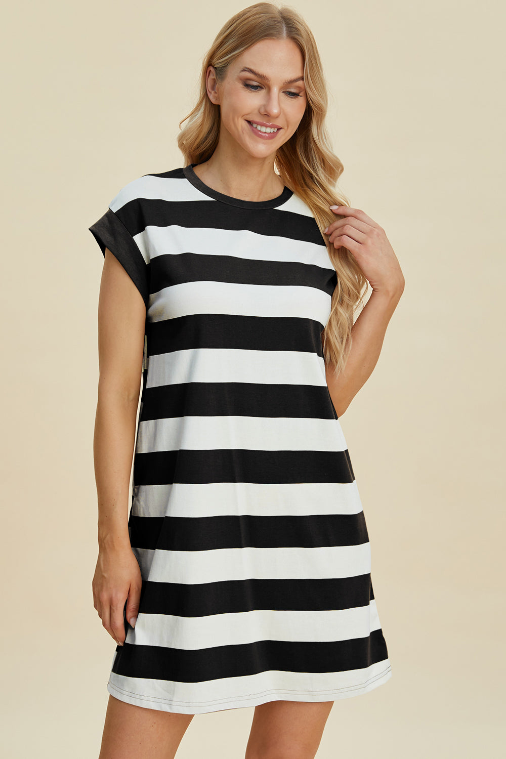 Basic Bae Striped Cap Sleeve Shirt Dress in 3 Colors!