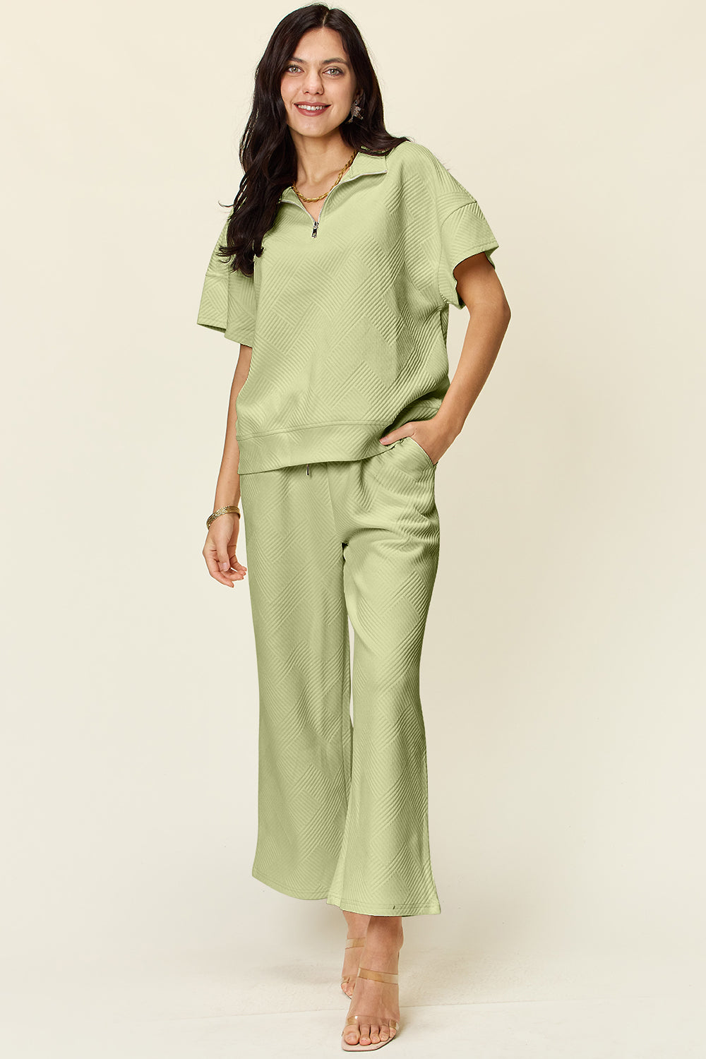 Bailey Half Zip Short Sleeve Top & Pants Set in 6 Colors!