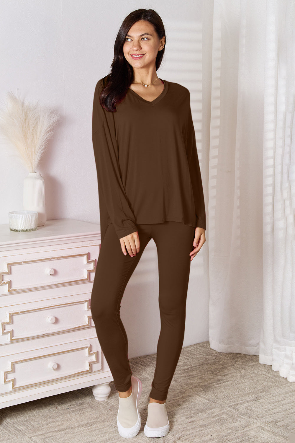 Teagen V-Neck Top & Pants Lounge Set in 5 Colors!