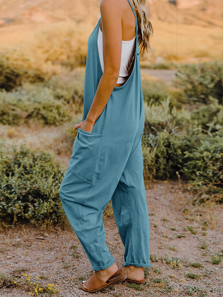 Donna V-Neck Sleeveless Jumpsuit w/Pockets in 6 Colors!