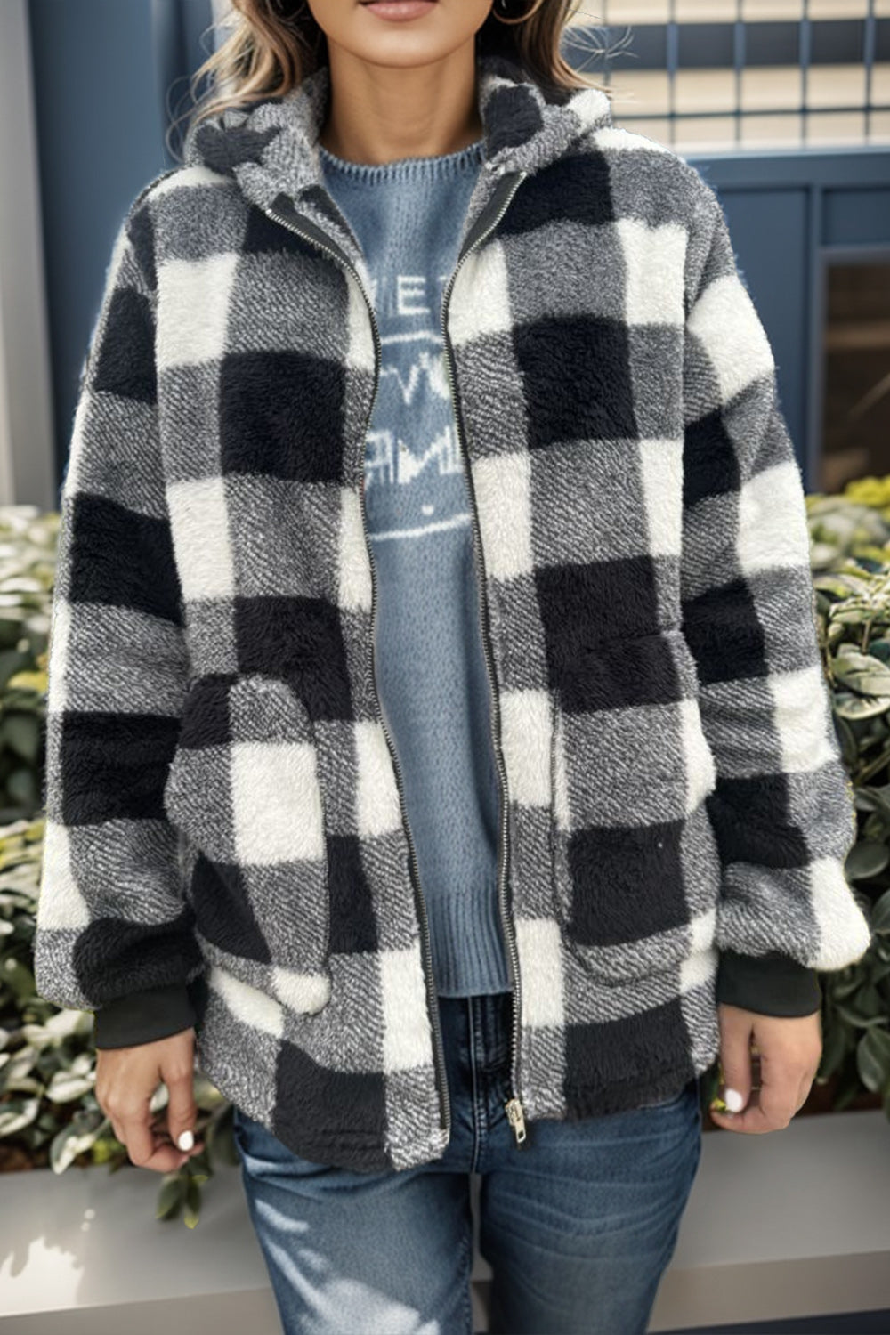 Double Take Plaid Hooded Coat in 4 Colors!