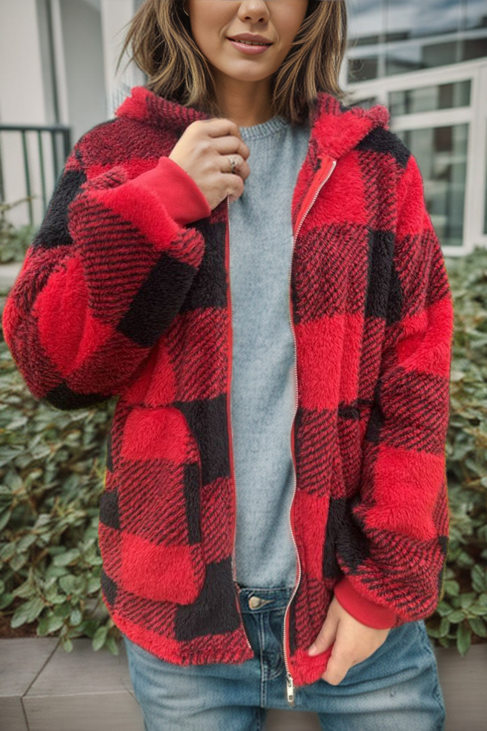 Double Take Plaid Hooded Coat in 4 Colors!