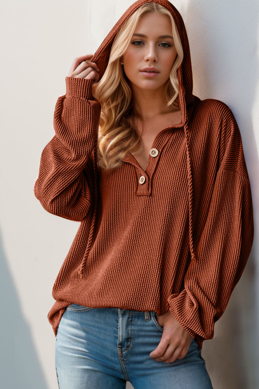 Double Take Long Sleeve Hoodie in 3 Fall Colors!