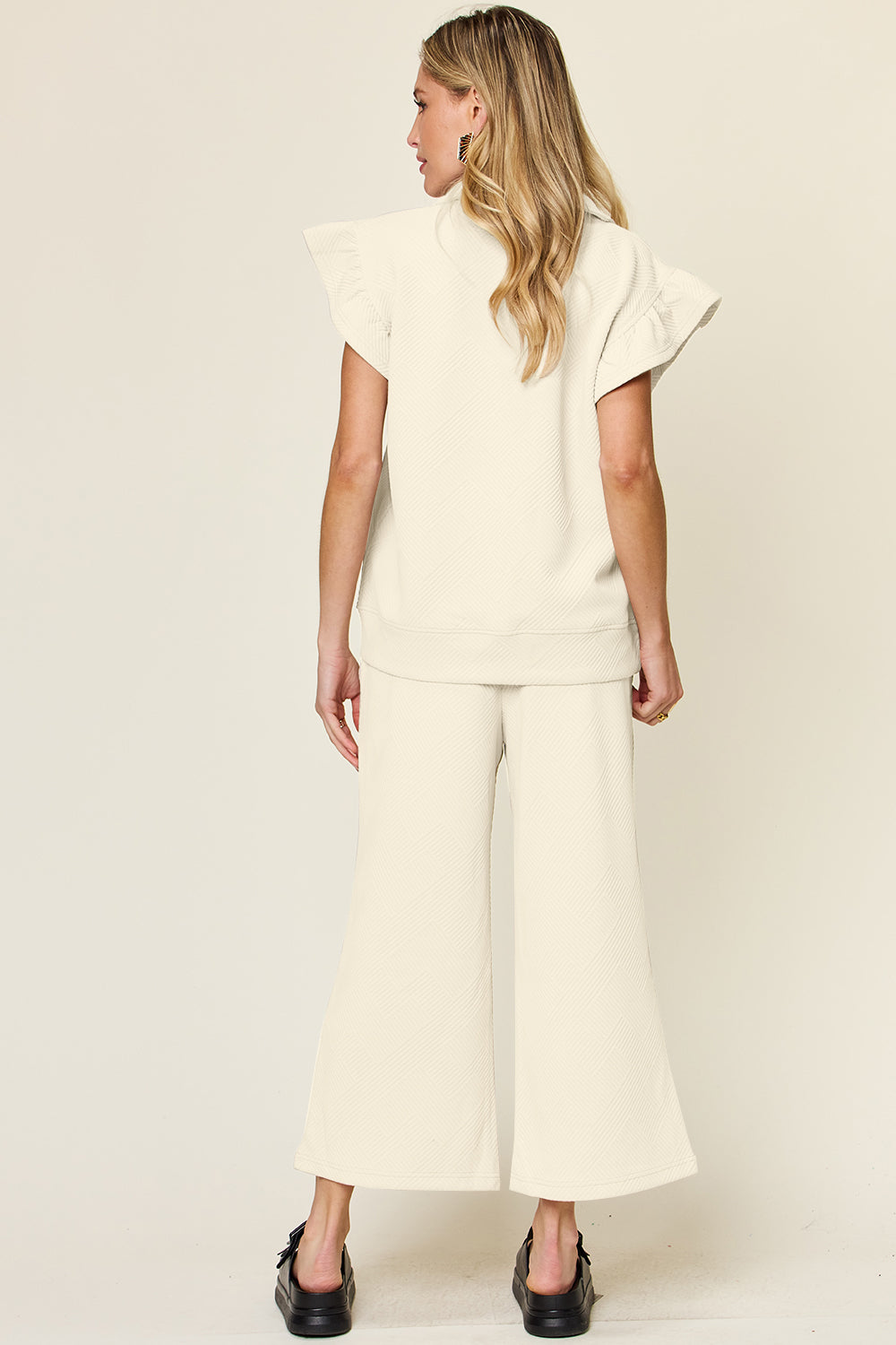 Savannah Ruffle Top & Drawstring Wide Leg Pants Set in 12 Colors!