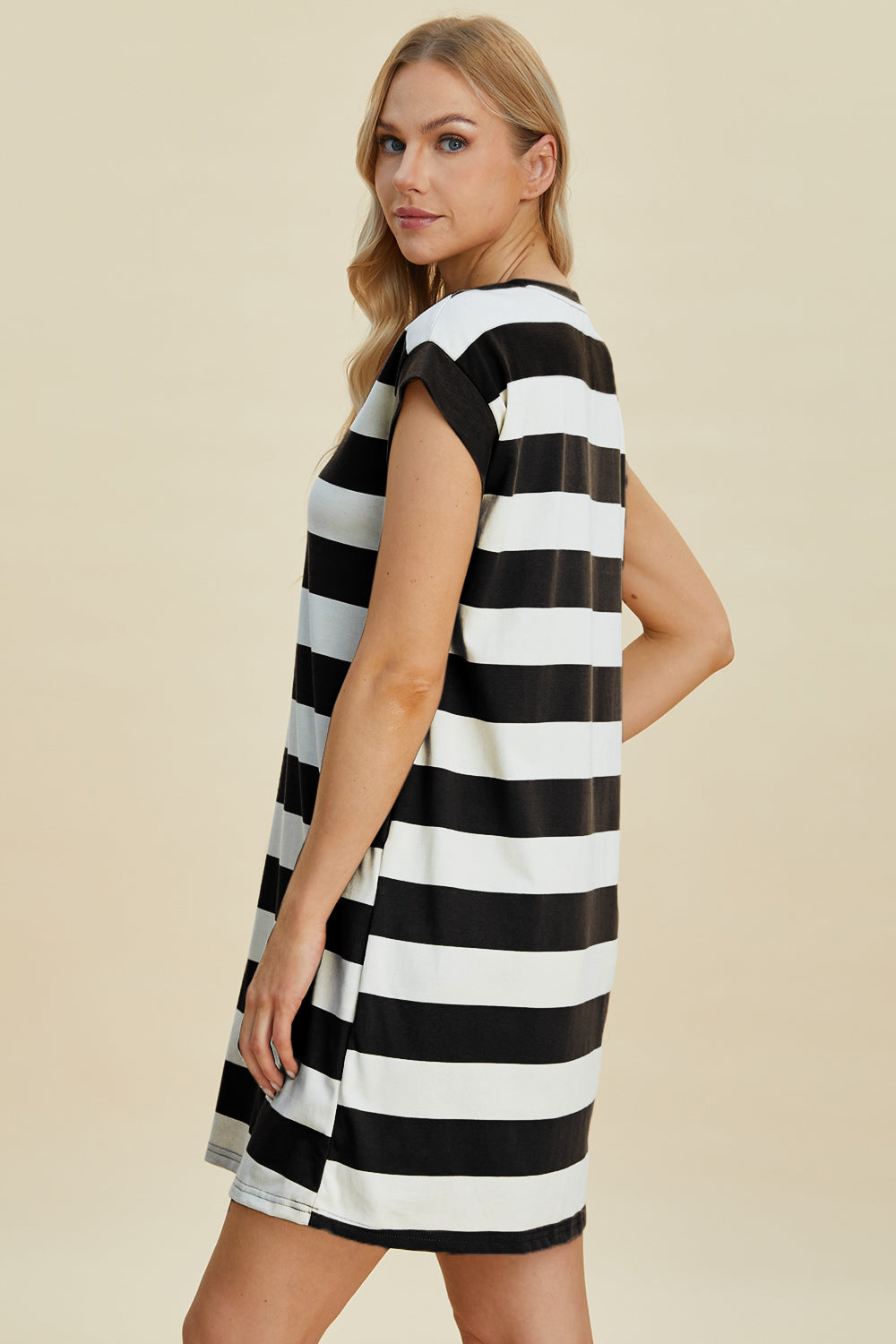 Basic Bae Striped Cap Sleeve Shirt Dress in 3 Colors!