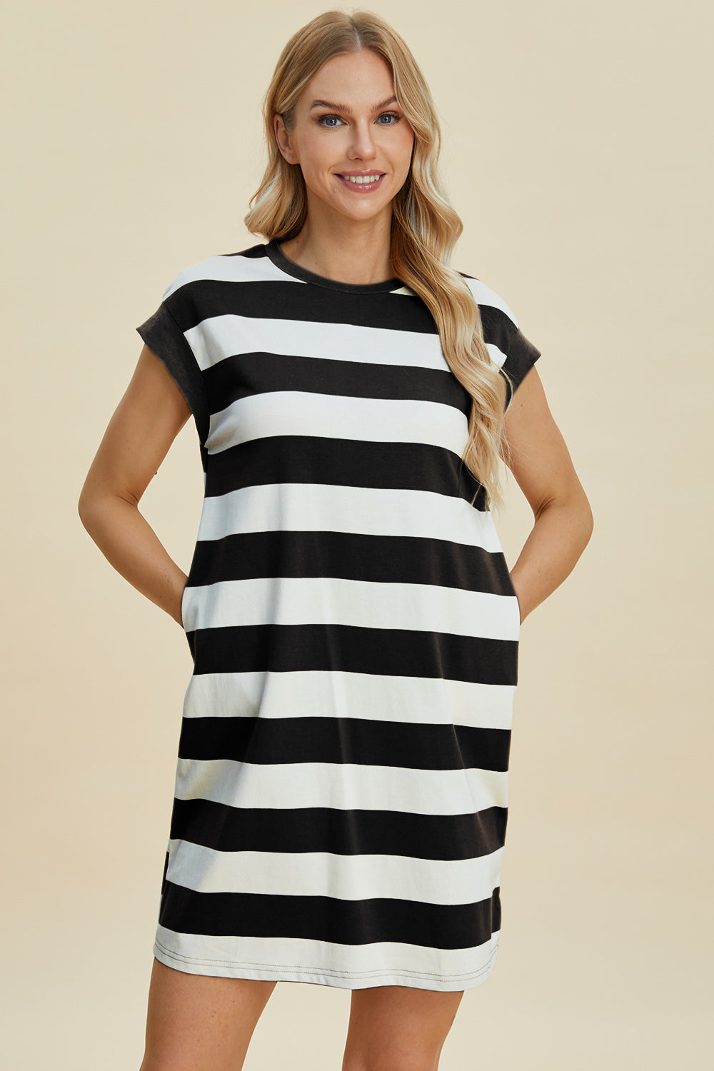 Basic Bae Striped Cap Sleeve Shirt Dress in 3 Colors!