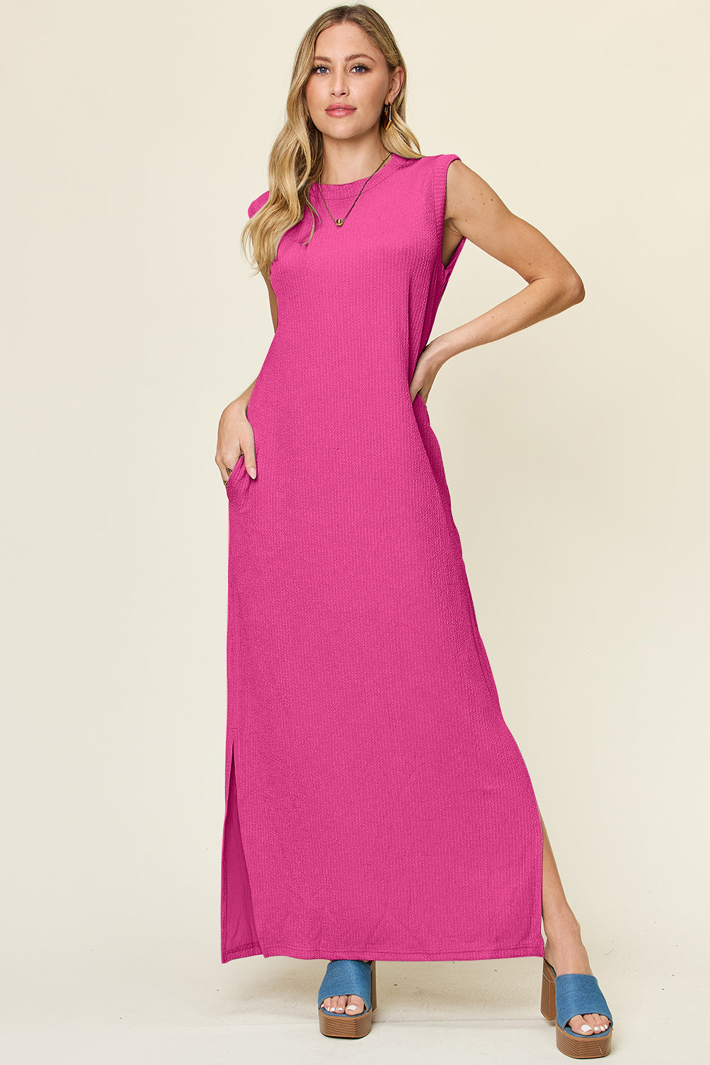 Ava Texture Mock Neck Sleeveless Maxi Dress in 3 Colors!