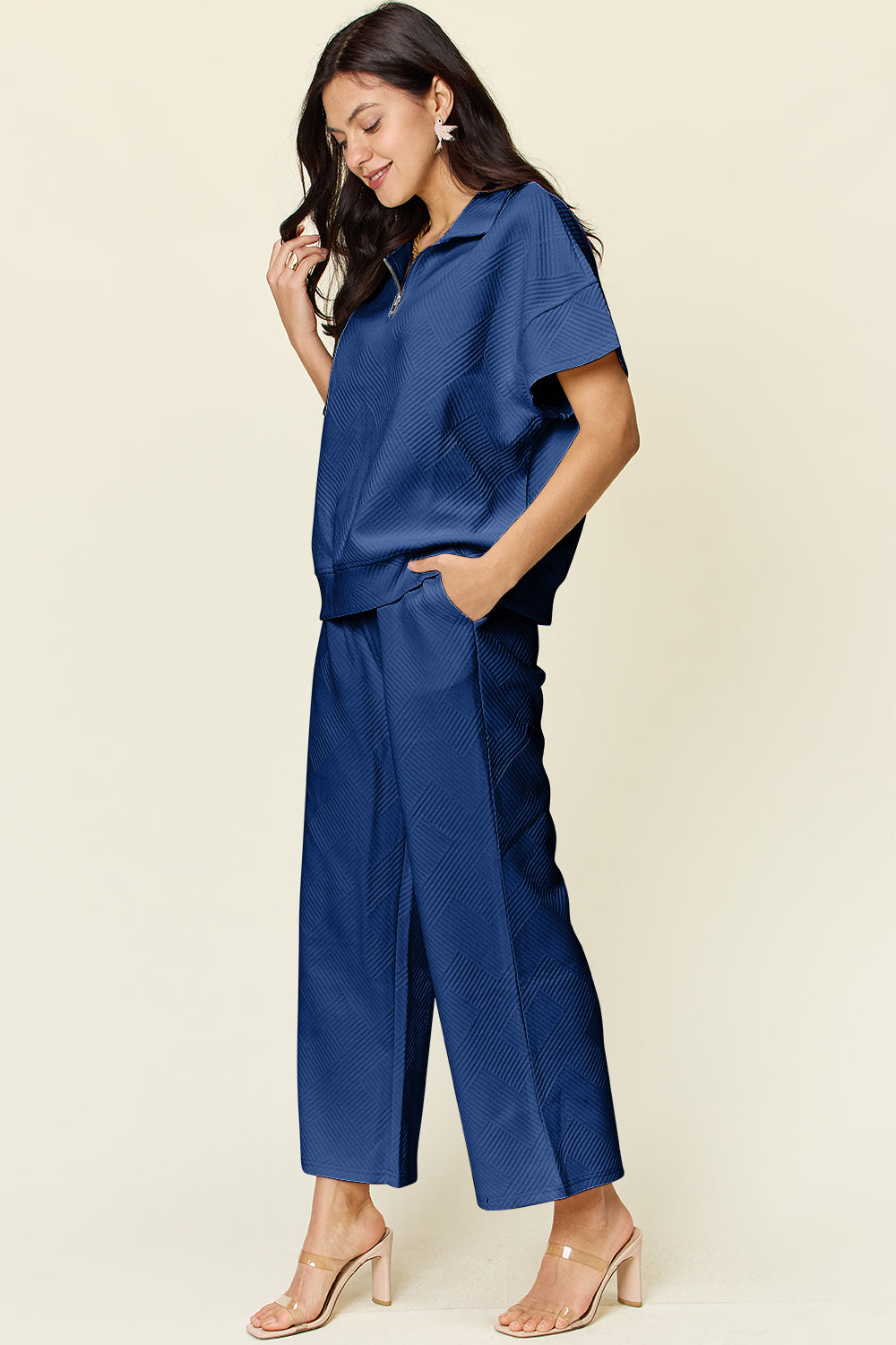 Hailey Zip Short Sleeve Top & Pants Set in 8 Colors!