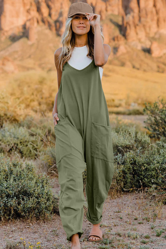 Donna V-Neck Sleeveless Jumpsuit w/Pockets in 6 Colors!