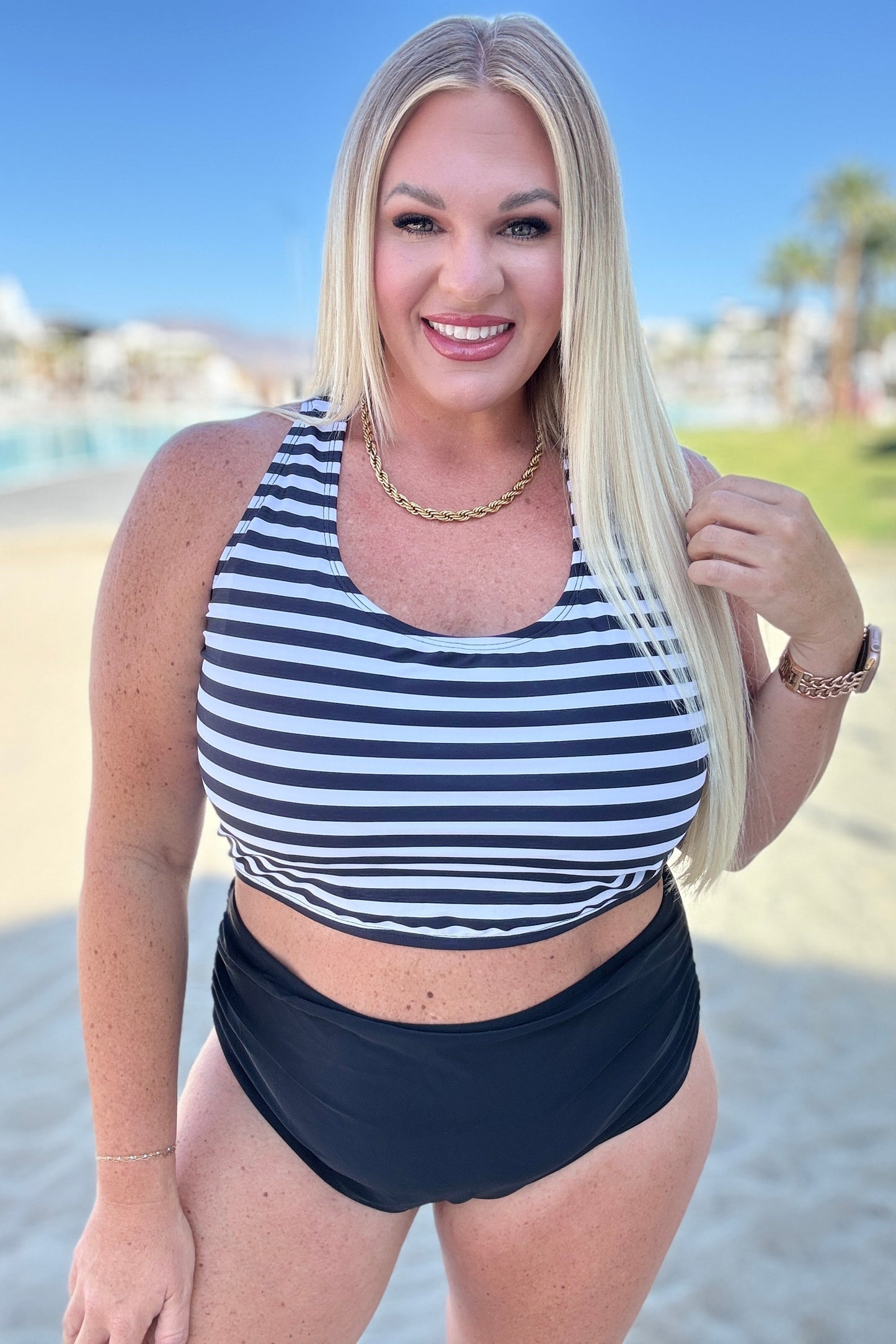 Cayman Islands Striped Swim Top **FINAL SALE**