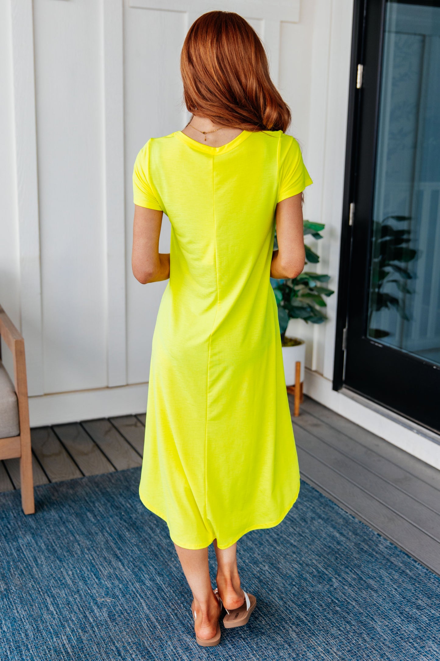 Dolman Sleeve Cover-Up Maxi Dress in Neon Yellow