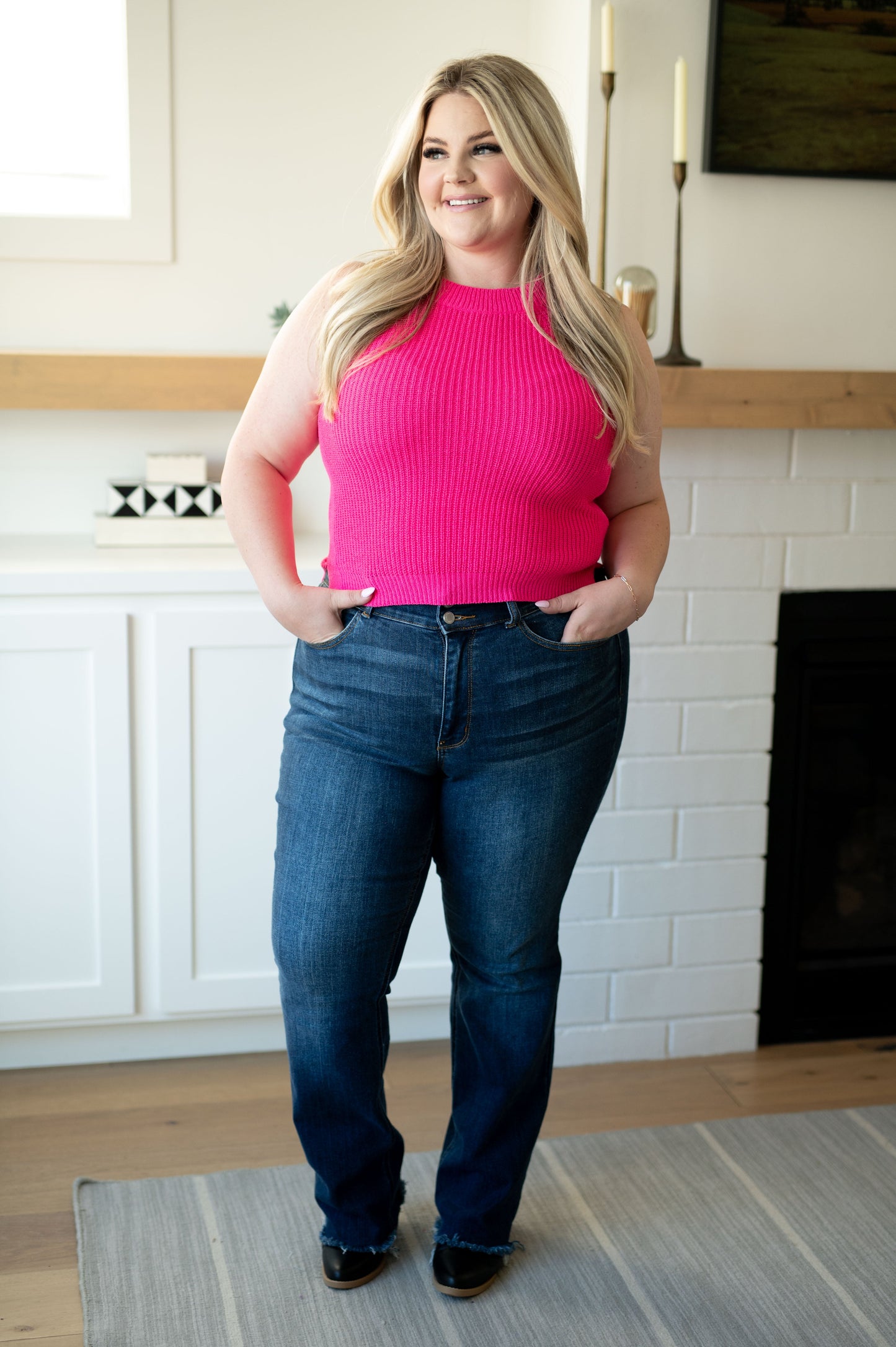 Previous Engagement Halter Neck Sweater Tank in Pink