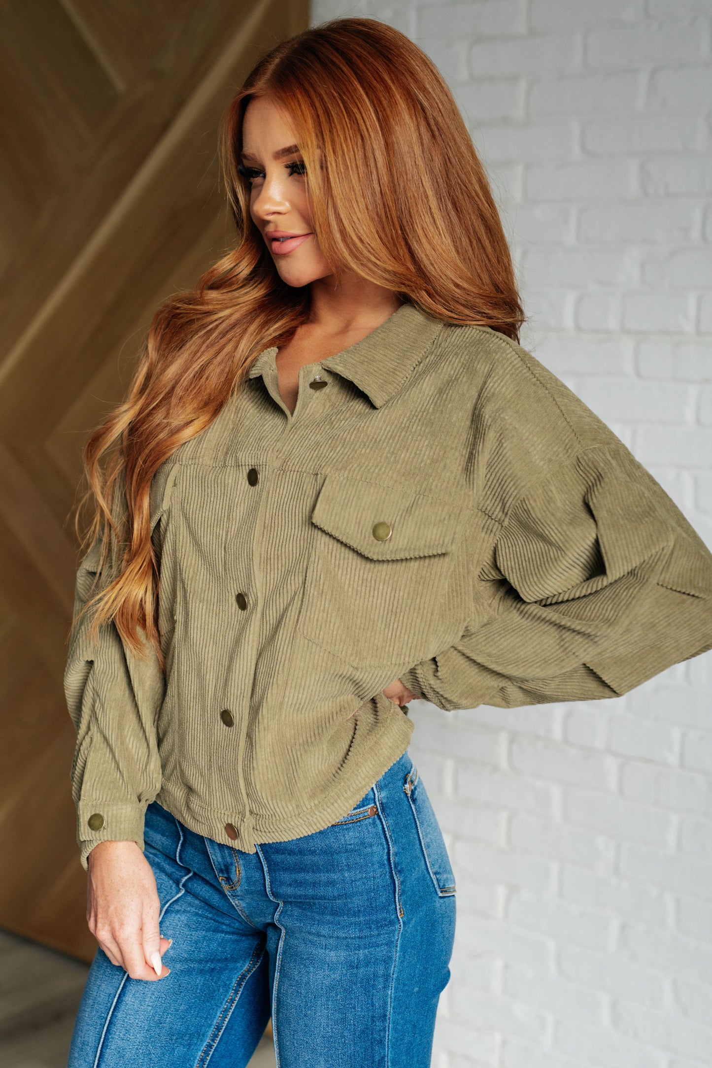 Primrose Corduroy Jacket in Olive