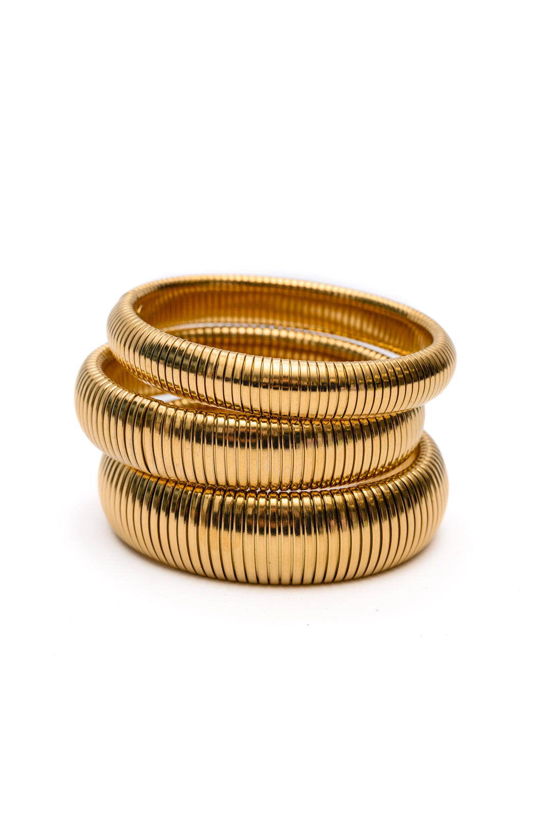 Sassy but Classy Ribbed Bangles in Gold Set of 3