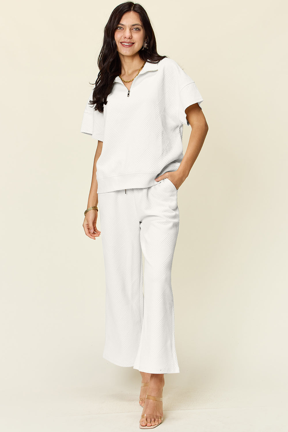 Bailey Half Zip Short Sleeve Top & Pants Set in 6 Colors!