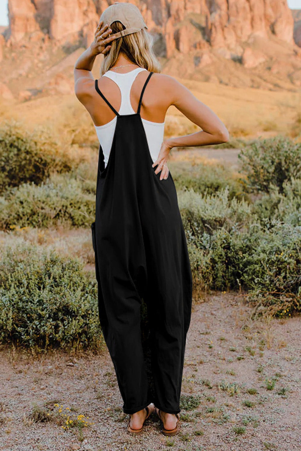 Donna V-Neck Sleeveless Jumpsuit w/Pockets in 6 Colors!