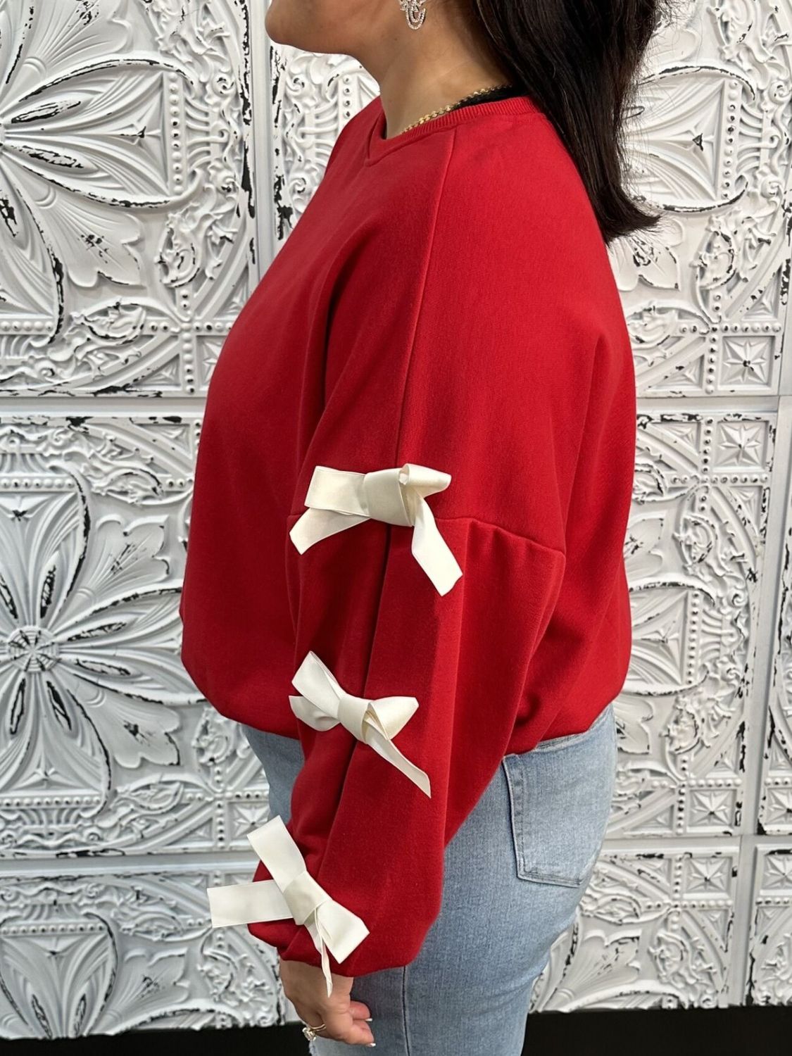 Bow Sleeve Sweatshirt in 2 Colors!