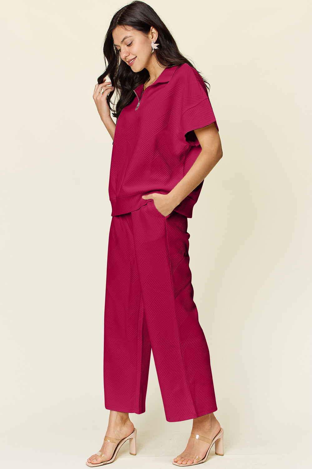 Hailey Zip Short Sleeve Top & Pants Set in 8 Colors!