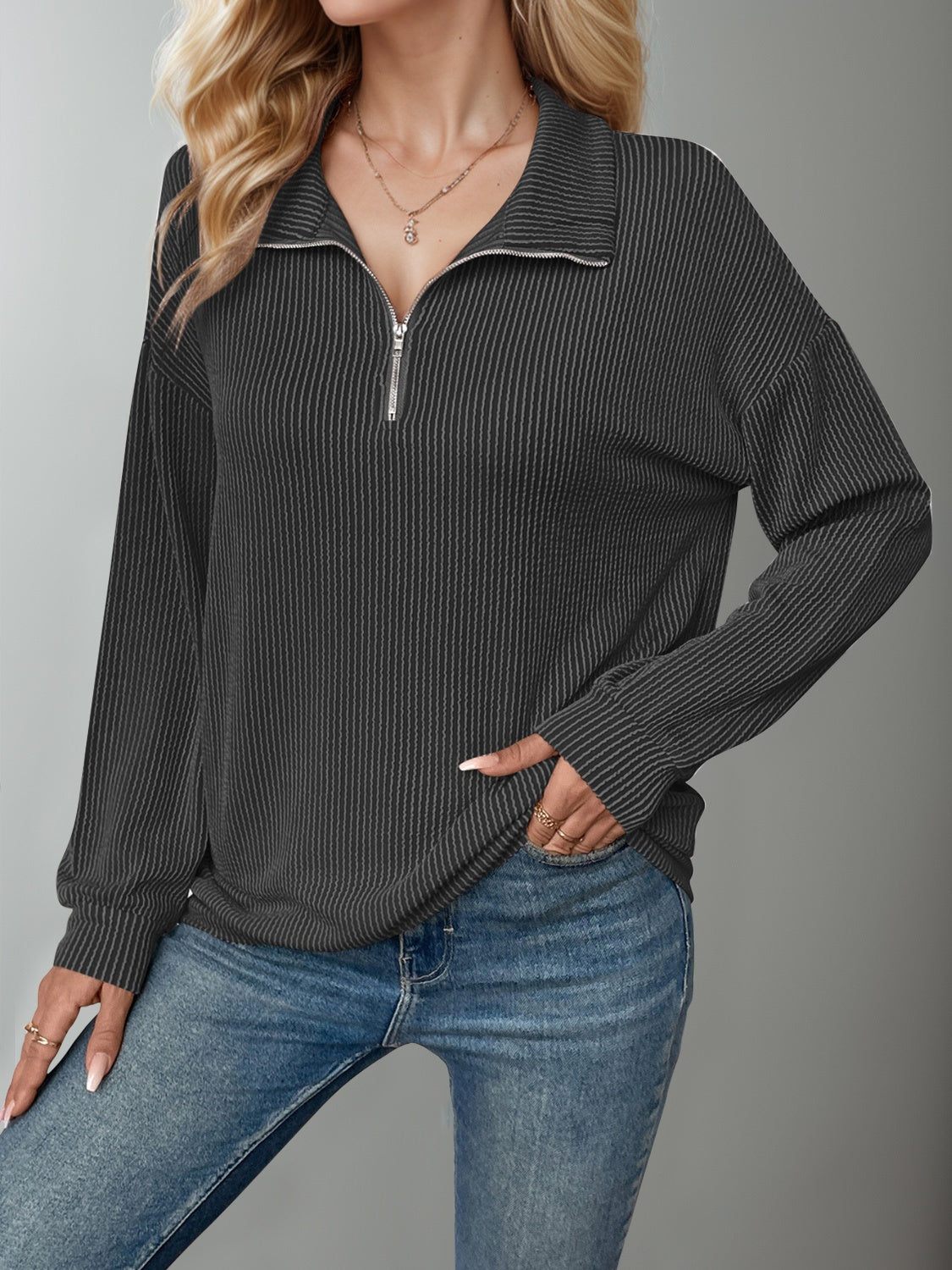 Double Take Half Zip T-Shirt in 5 Colors!