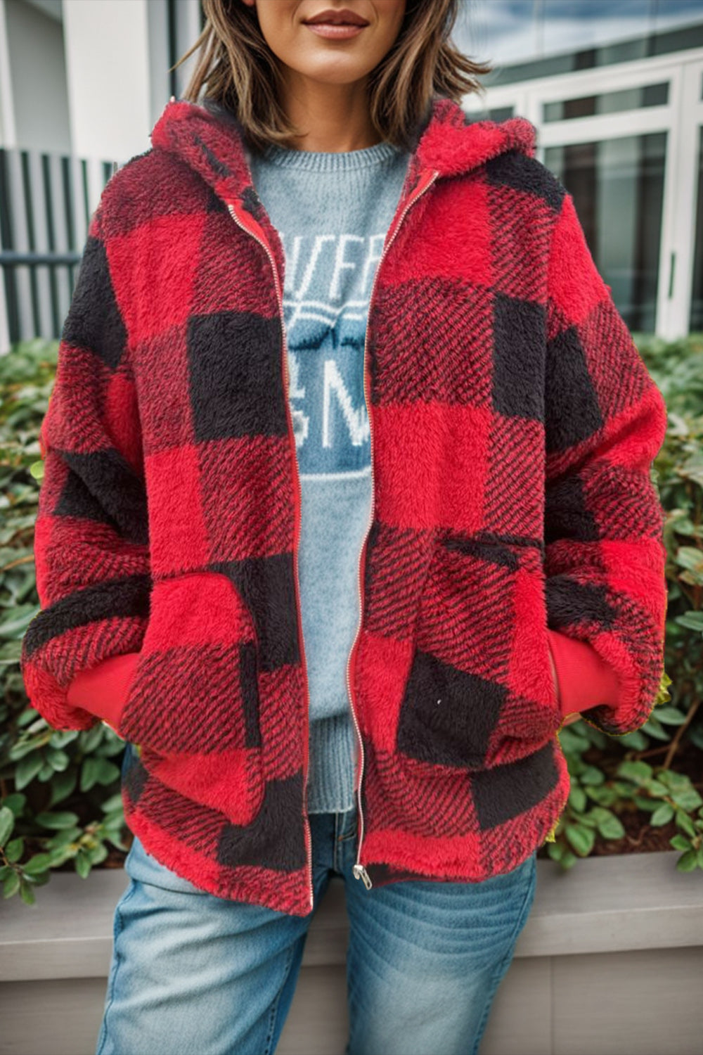 Double Take Plaid Hooded Coat in 4 Colors!