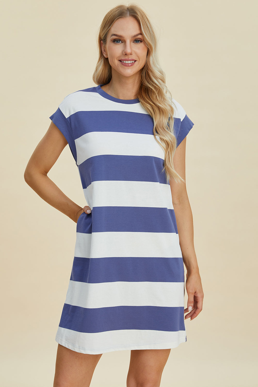 Basic Bae Striped Cap Sleeve Shirt Dress in 3 Colors!