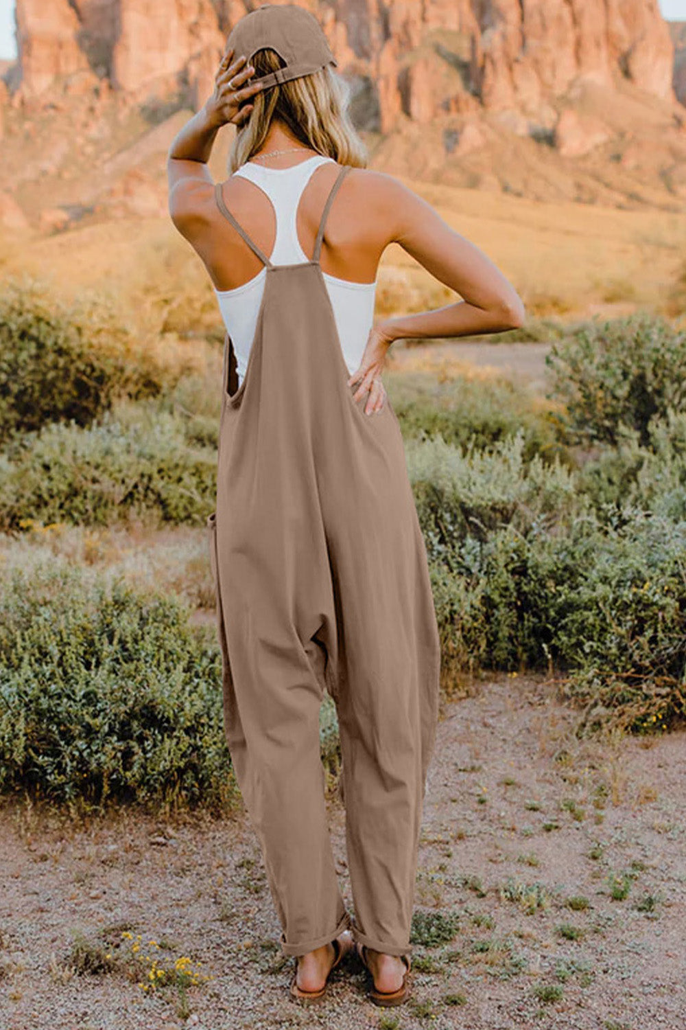 Donna V-Neck Sleeveless Jumpsuit w/Pockets in 6 Colors!