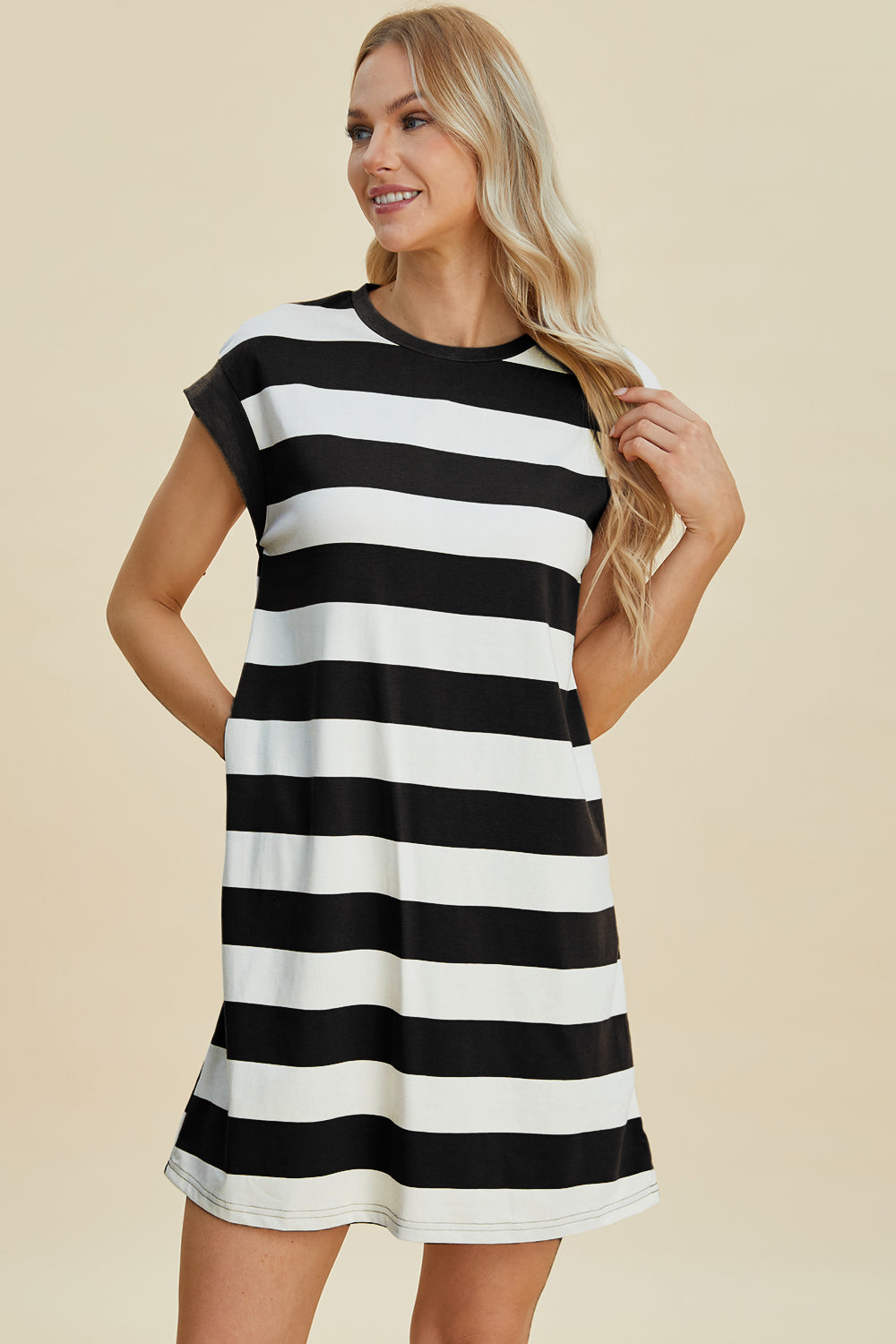 Basic Bae Striped Cap Sleeve Shirt Dress in 3 Colors!