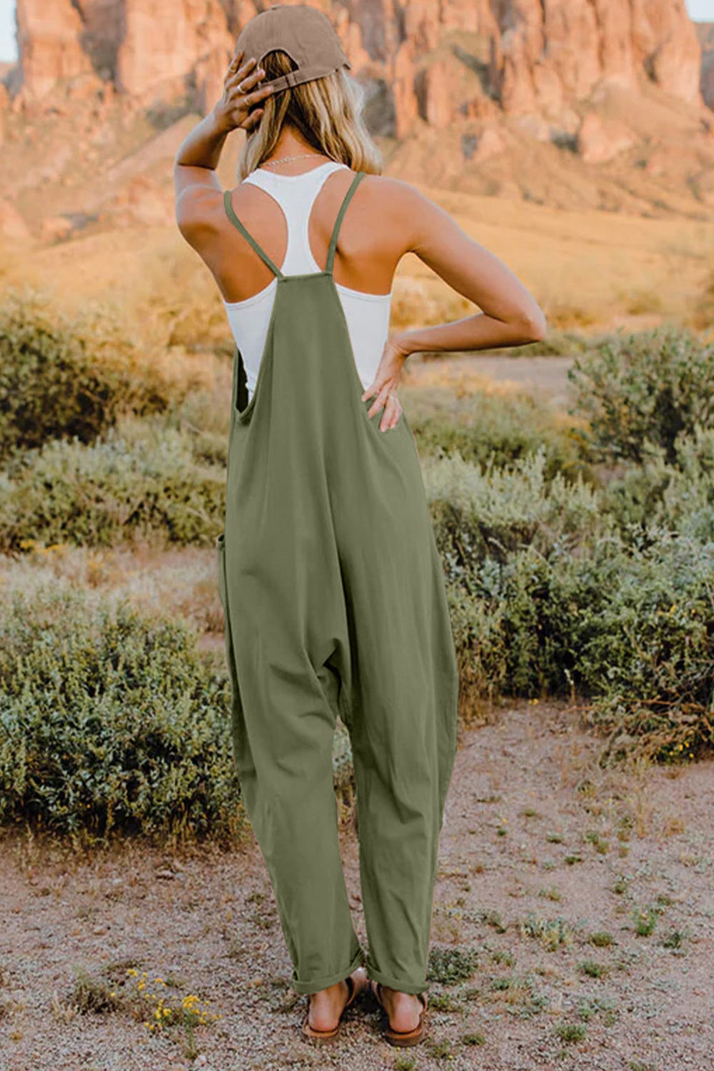 Donna V-Neck Sleeveless Jumpsuit w/Pockets in 6 Colors!