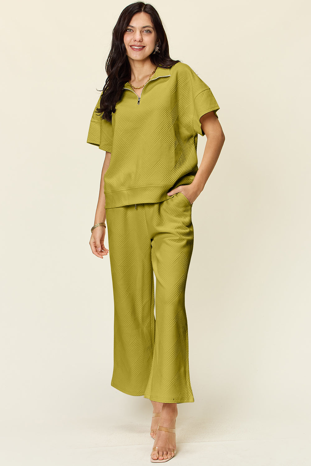 Hailey Zip Short Sleeve Top & Pants Set in 8 Colors!