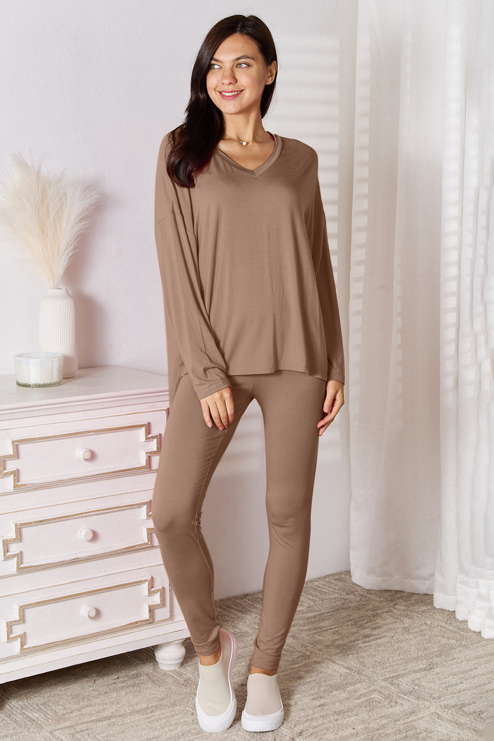 Teagen V-Neck Top & Pants Lounge Set in 5 Colors!