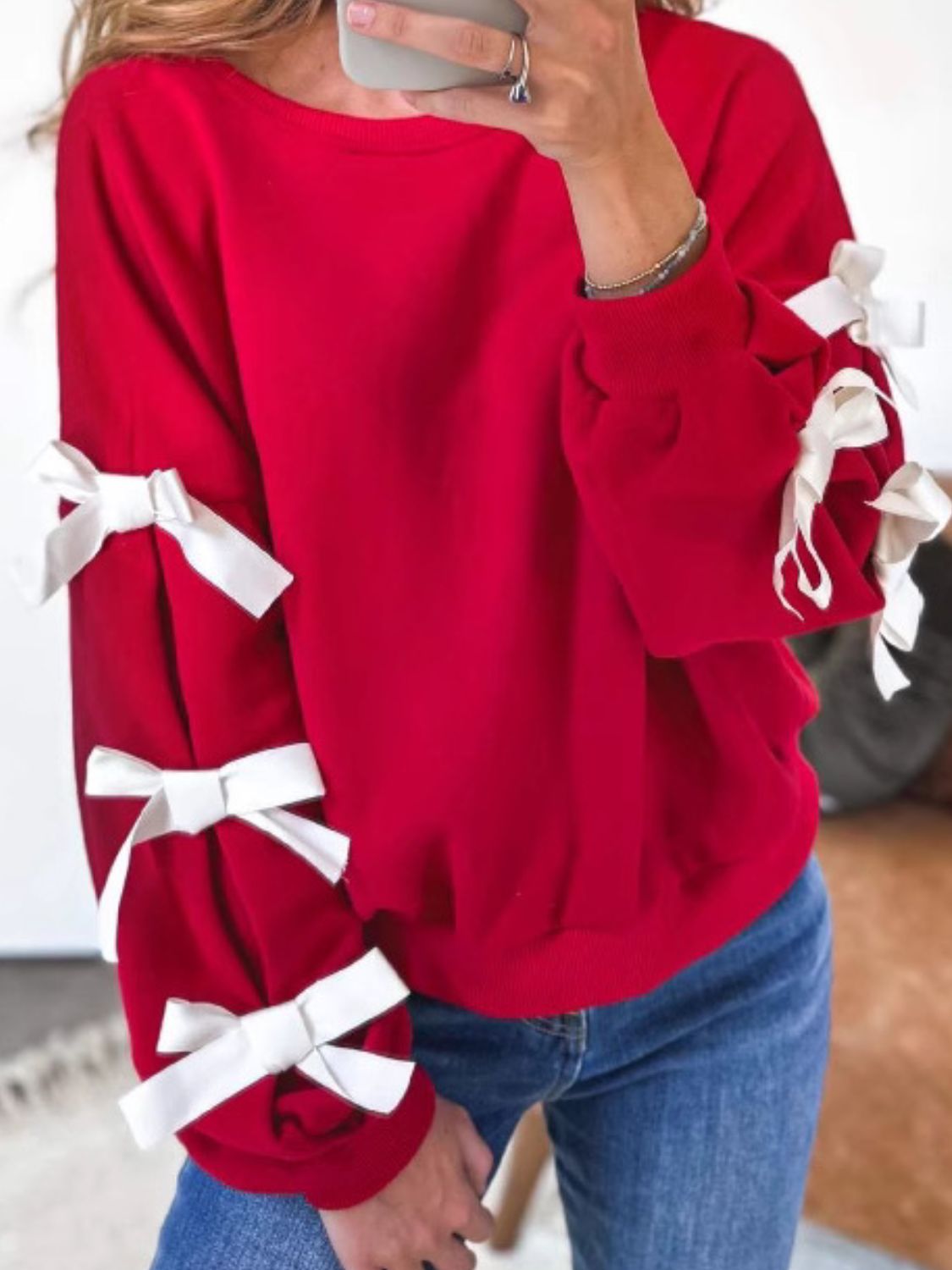 Bow Sleeve Sweatshirt in 2 Colors!