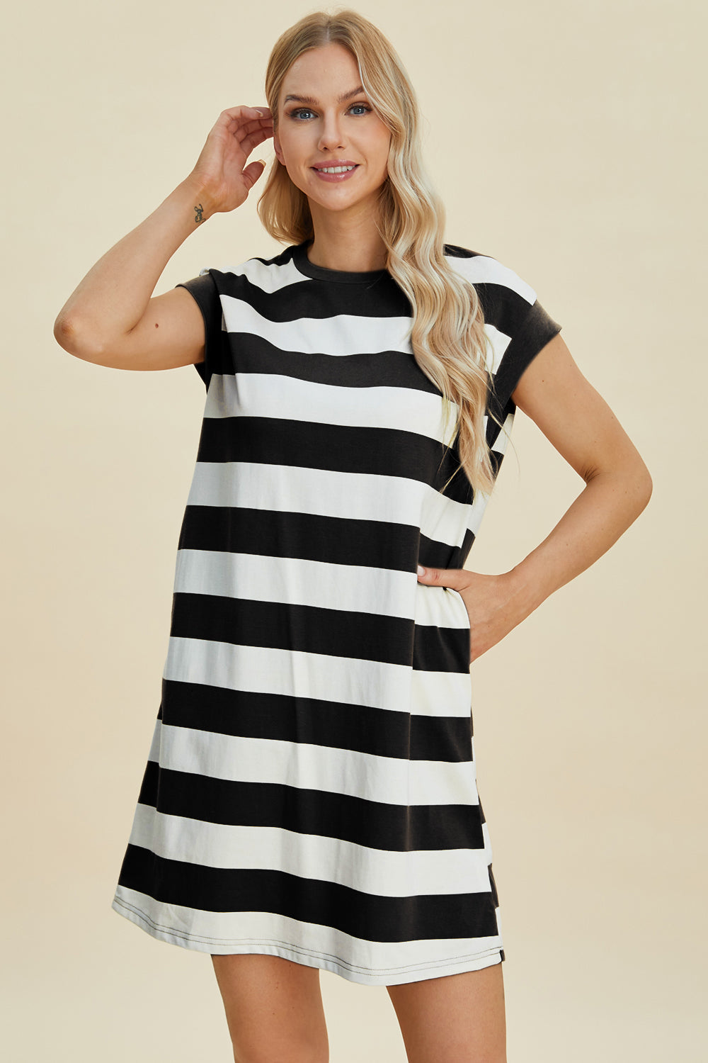 Basic Bae Striped Cap Sleeve Shirt Dress in 3 Colors!