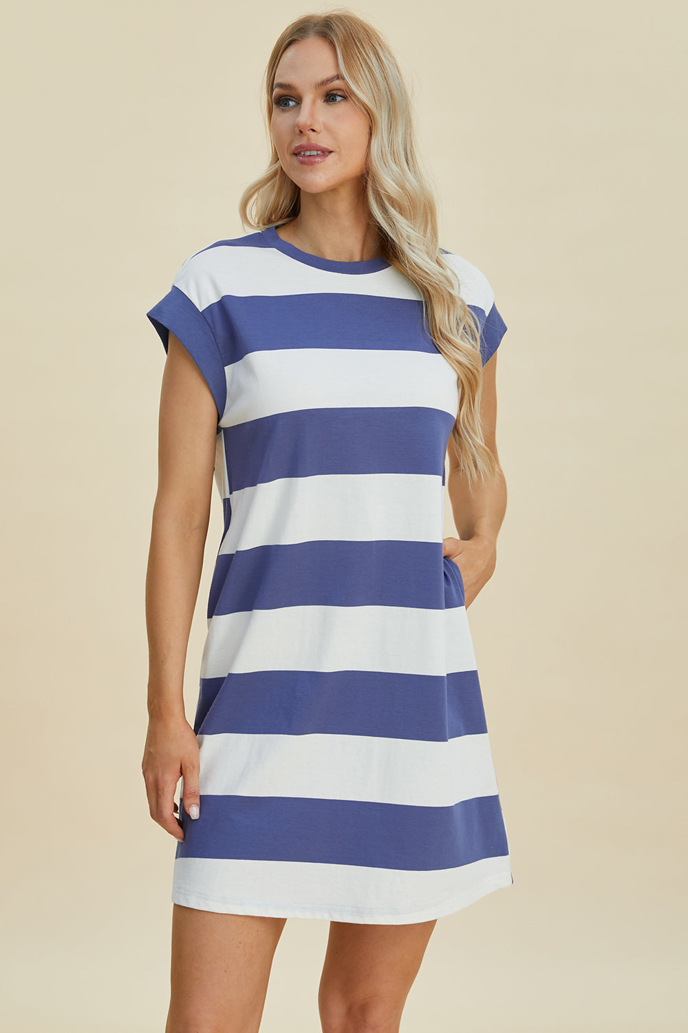 Basic Bae Striped Cap Sleeve Shirt Dress in 3 Colors!