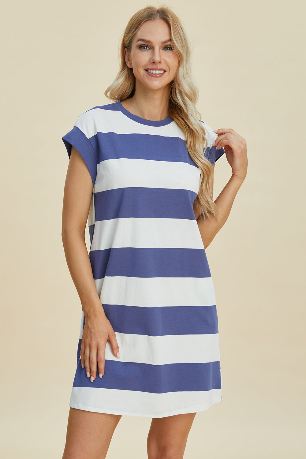 Basic Bae Striped Cap Sleeve Shirt Dress in 3 Colors!