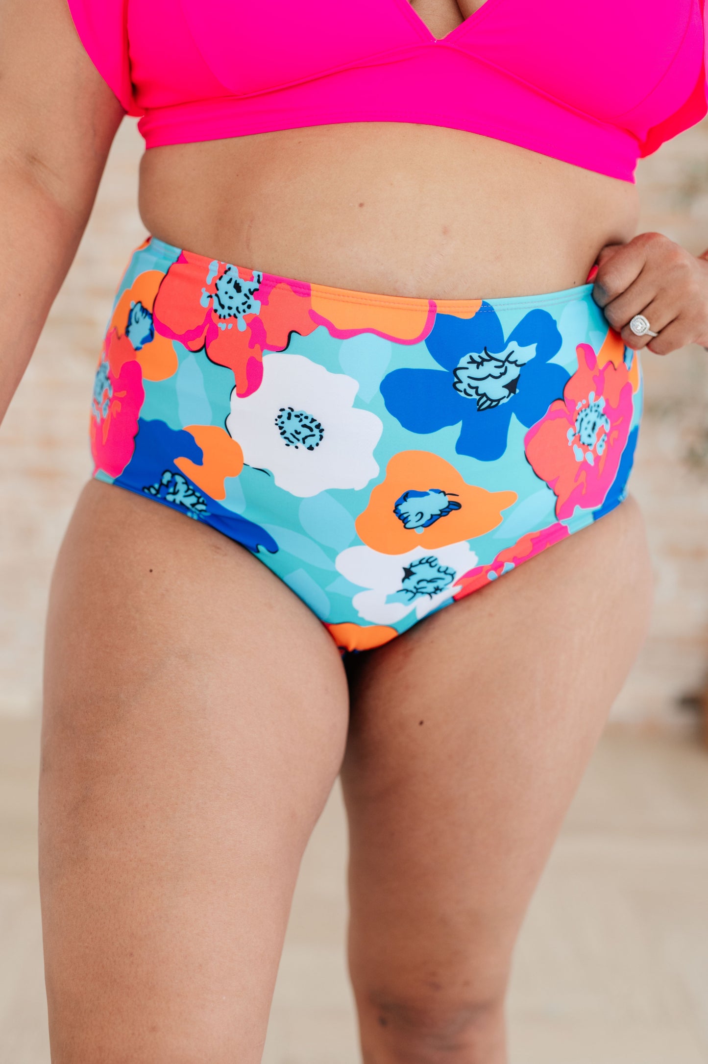 Panama Floral Print High Waisted Swim Bottoms**FINAL SALE**