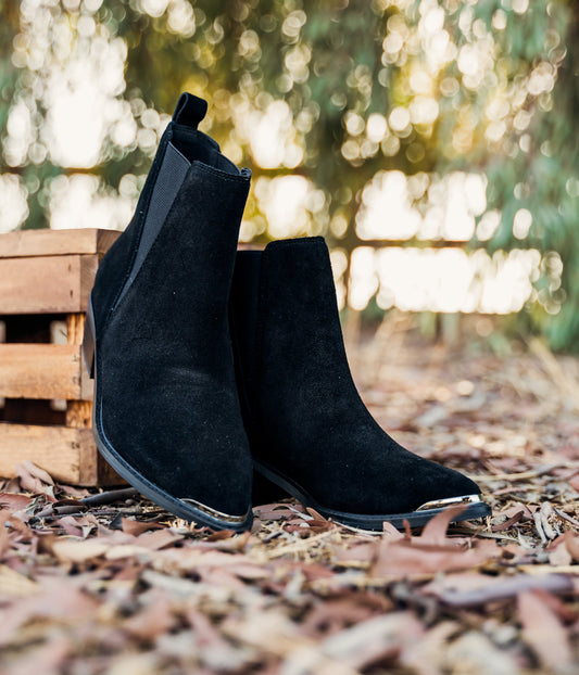 Wylie Suede Ankle Boot in Black