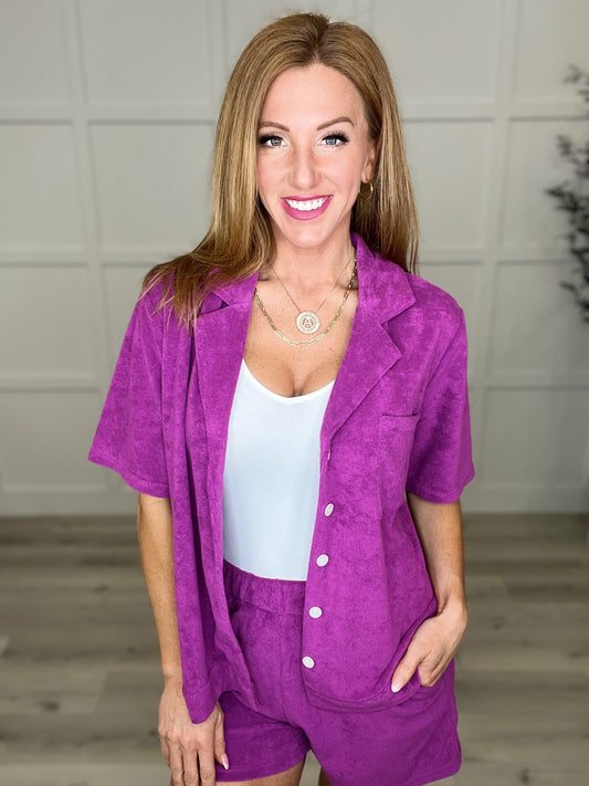 French Terry Button Down Top- 2 Colors