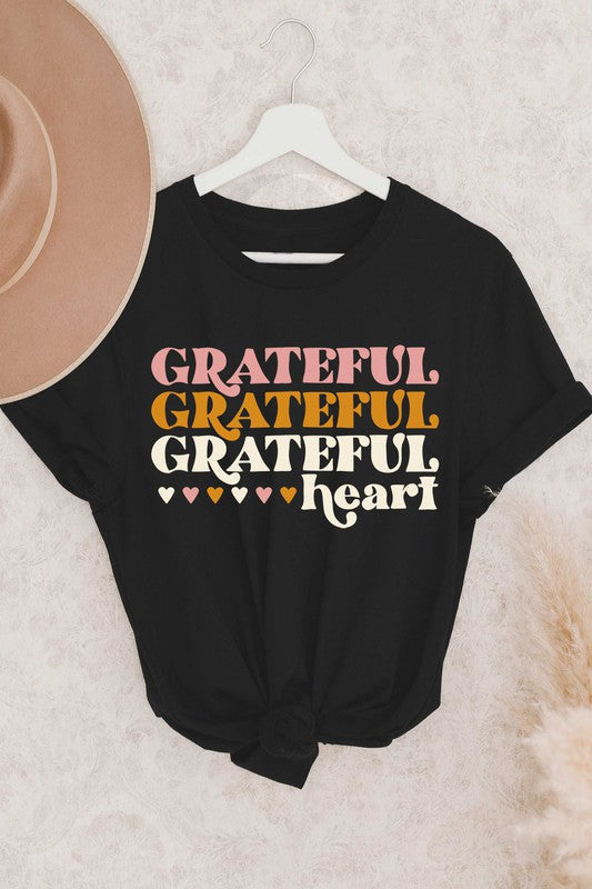 Grateful Heart Graphic T-Shirt In Black